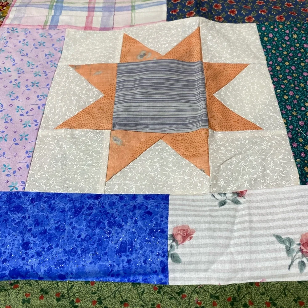 Handmade Patchwork Star Quilt - Multicolor